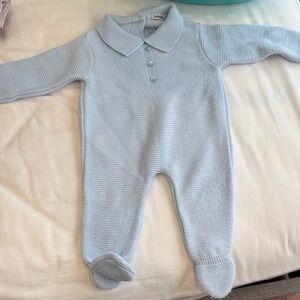 Baby Blue Knit Footie by Boboli